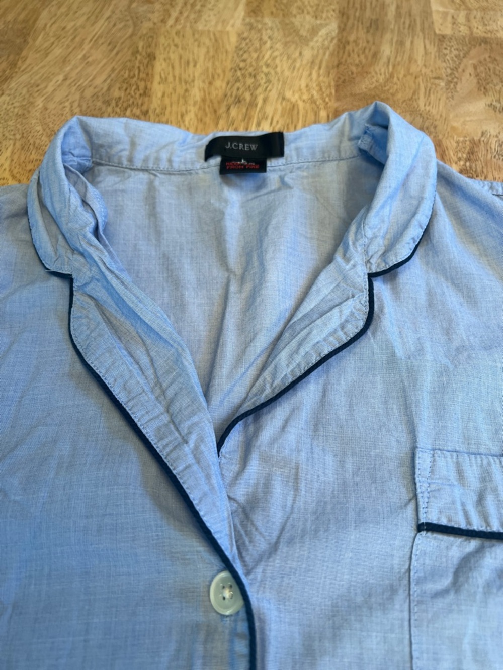 J Crew Shirt and Shorts Pajama Set Top Large Bottoms Medium Blue 100% Cotton - Picture 10 of 16